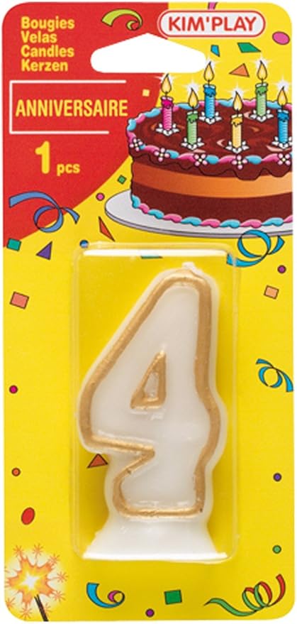 WDK Partner - COU604 - Décoration de gÉteau - Bougie Chiffre 4