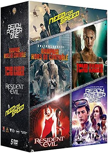 Coffret Films issus de Jeux Vidéo : Rampage-Hors de contrôle + Tomb Raider + Ready Player One + Resident Evil + Need for Speed