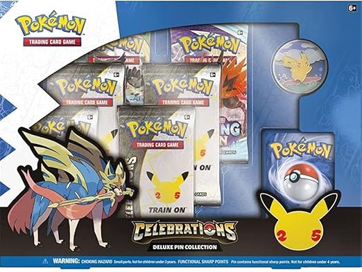 Pokémon - Coffret de Broches de célébrations (25ême Anniversaire) - Jeu de Cartes à partir de 6 Ans - 2 Joueurs - 10 Minutes de Temps de Jeu ou Plus