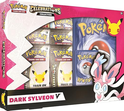 Pokémon - Coffret de célébrations V Dracaufeu de Lance V et Nymphali des ténêbres V (25ême Anniversaire) - Jeu de Cartes à partir de 6 Ans - 2 Joueurs - 10+ Minutes de Temps de Jeu