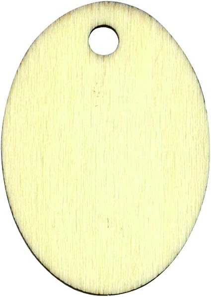 Artemio Set de 6 Etiquette à Personnaliser Ovale, Bois, Jaune, 3,5 x 1 x 5,5 cm 14001360