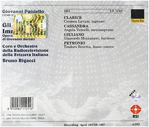 Paisiello: Gli Astrologi Immaginari [Audio CD] Carmen Lavani, Giancarlo Montanar