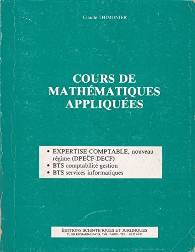 Cours de mathématiques appliquées [Taschenbuch] [1985] THIMONIER CLAUDE