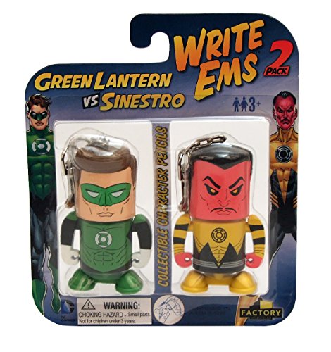 DC Write Ems (Pack de 2) Green Lantern versus Sinestro - crayons de couleur et porte clés