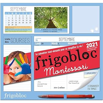 Frigobloc Montessori 2021 - Calendrier d'organisation familiale (de sept, 2020 à décembre 2021)